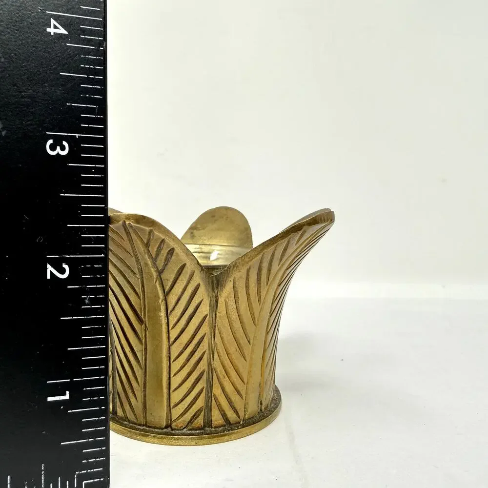 Department 56 Brass Flower Candle Holder Glass Insert Vintage Boho Decor